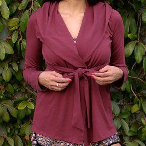 Soft Hooded Tie Sweatshirt - Raspberry